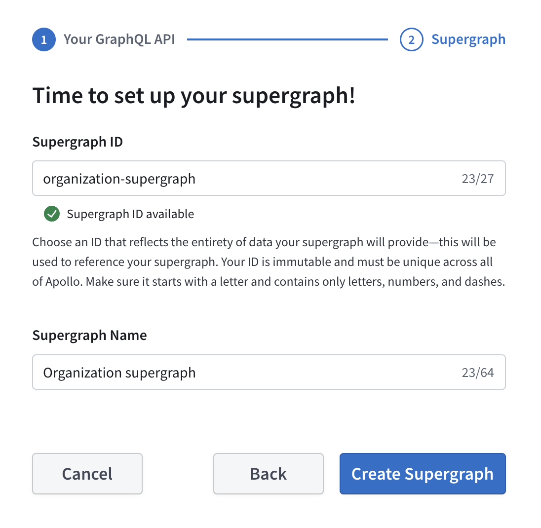 Setting an ID and name for a new supergraph